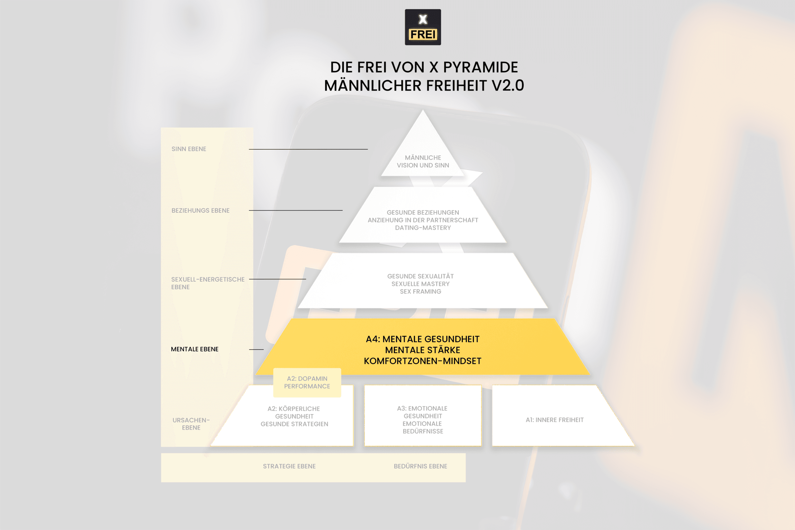Der Baustein “A4: Mentale Ebene” in unserem FreiVonX Therapieprogramm zielt auf die Lösung dieser A4-Ursache